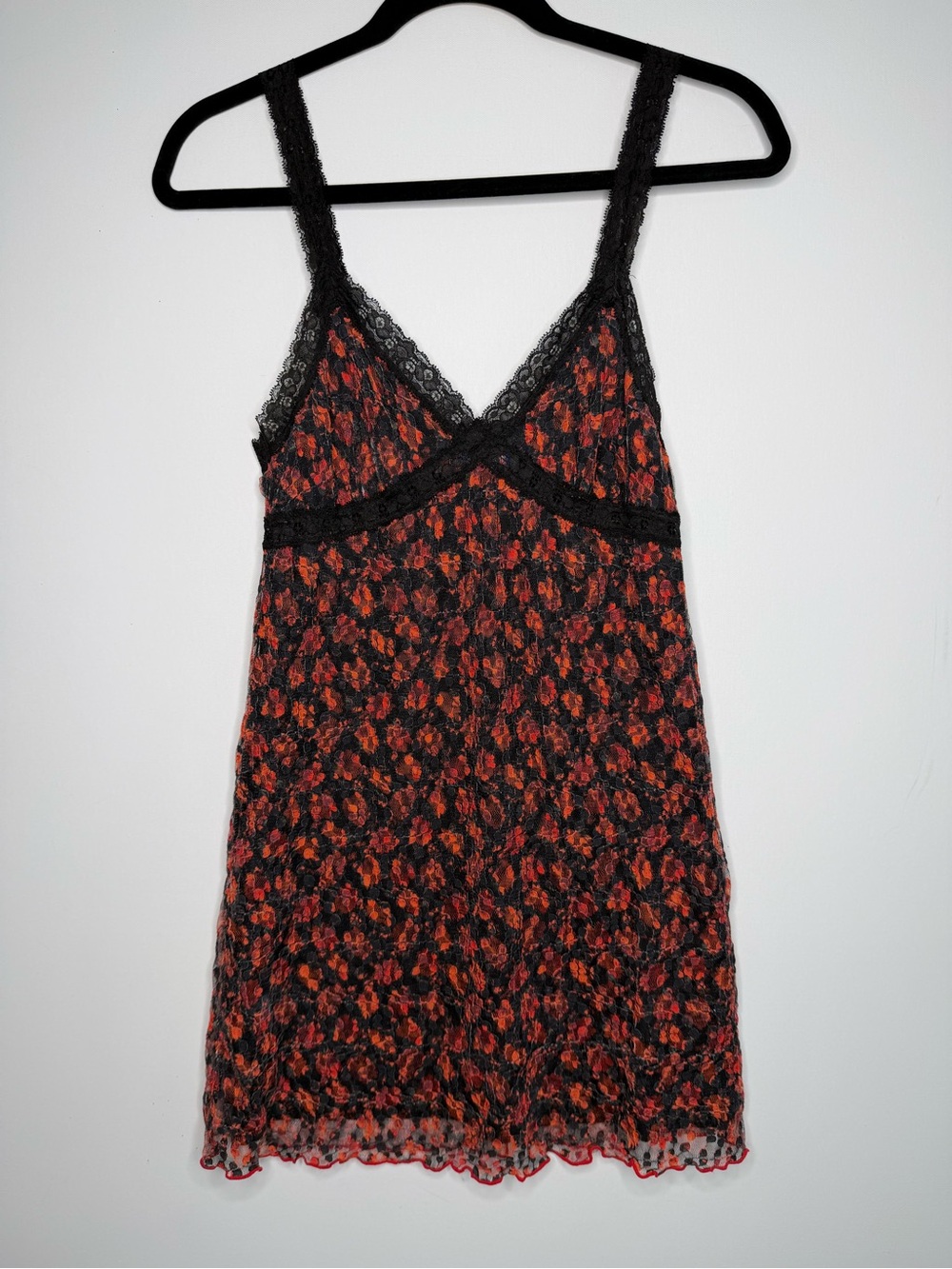 Urban Outfitters Black Red Floral Lace Mini Dress Women’s Small